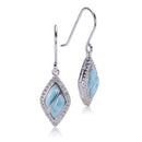 Diamond Shape Larimar Sterling Silver Hook Earring Pave Cubic Zirconia - Hanalei Jeweler