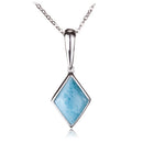 Diamond Shape Larimar Inlay Sterling Silver Pendant(Chain Sold Separately) - Hanalei Jeweler