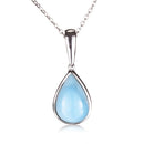 Water Drop Shape Larimar Inlay Sterling Silver Pendant(Chain Sold Separately) - Hanalei Jeweler