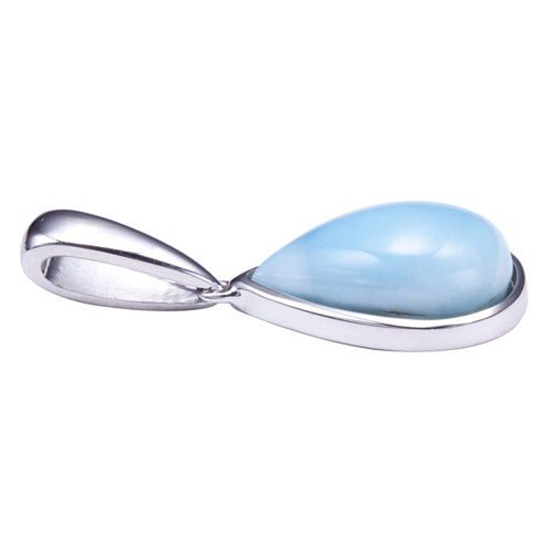 Water Drop Shape Larimar Inlay Sterling Silver Pendant(Chain Sold Separately) - Hanalei Jeweler