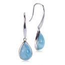 Larimar Inlay Sterling Silver Water Drop Shape Hook Earring - Hanalei Jeweler