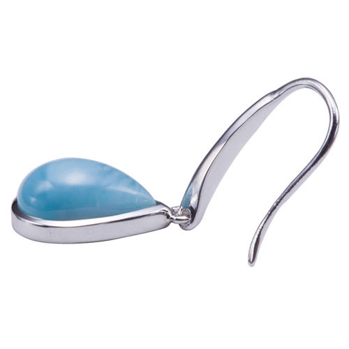 Larimar Inlay Sterling Silver Water Drop Shape Hook Earring - Hanalei Jeweler