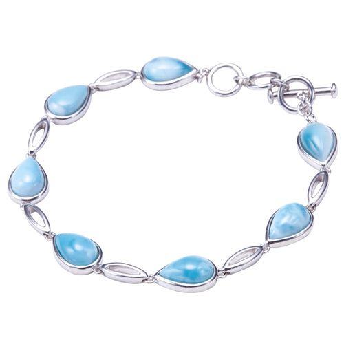 Larimar Inlay Sterling Silver Water Drop Shape Bracelet - Hanalei Jeweler