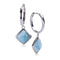 Larimar Inlay Diamond Shape Sterling Silver Hoop Earring - Hanalei Jeweler