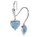 Sterling Silver Heart Shape With Larimar Inlay Hook Earring - Hanalei Jeweler
