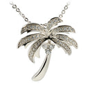 Sterling Silver Rhodium Pave CZ Palm Tree Pendant - Hanalei Jeweler
