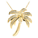 Sterling Silver Pave CZ Palm Tree Pendant Yellow Gold Plated - Hanalei Jeweler