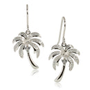 Sterling Silver Rhodium Pave CZ Palm Tree Hook Earring - Hanalei Jeweler