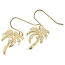 Sterling Silver Pave CZ Palm Tree Hook Earring Yellow Gold Plated - Hanalei Jeweler
