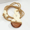 Koa Wood/Cow Bone Double Twist Necklace Brown Cord 25x50mm