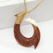 40x60mm Koa Wood/Cow Bone Fish Hook Necklace with Carving Brown Cord