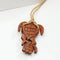 33x58mm Koa Wood Mom-baby Turtle Necklace Brown Cord