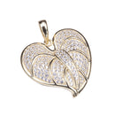 Sterling Silver Anthurium Leaf Pendant Yellow Gold Plated Pave CZ(Chain Sold Separately) - Hanalei Jeweler