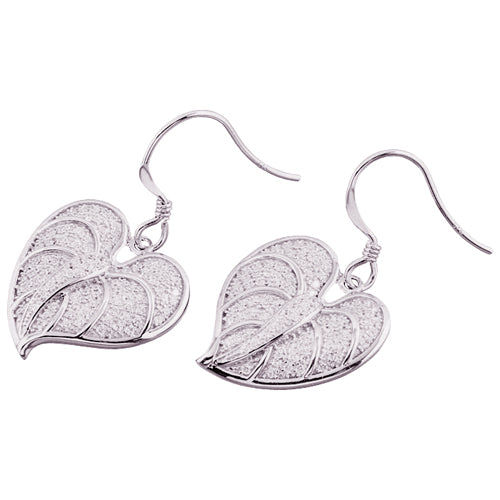 Sterling Silver Anthurium Leaf Hook Earring Pave CZ(Chain Sold Separately) - Hanalei Jeweler