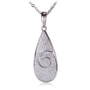 Sterling Silver Pave Cubic Zirconia Water Drop Shape Pendant(Chain Sold Separately) - Hanalei Jeweler