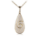 Sterling Silver Yellow Gold Plated Pave Cubic Zirconia Water Drop Shape Pendant(Chain Sold Separately) - Hanalei Jeweler
