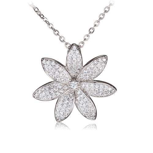 Sterling Silver Pave Cubic Zirconia Tiare Pendant(Chain Sold Separately) - Hanalei Jeweler