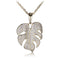 Sterling Silver Yellow Gold Plated Pave Cubic Zirconia Monstera Pendant(Chain Sold Separately) - Hanalei Jeweler