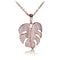 Sterling Silver Pink Gold Plated Pave Cubic Zirconia Monstera Pendant(Chain Sold Separately) - Hanalei Jeweler