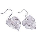 Sterling Silver Pave Cubic Zirconia Monstera Hook Earring - Hanalei Jeweler