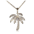 Sterling Silver Yellow Gold Plated Pave Cubic Zirconia Palm Tree Pendant(Chain Sold Separately) - Hanalei Jeweler