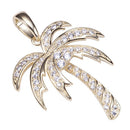 Sterling Silver Yellow Gold Plated Pave Cubic Zirconia Palm Tree Pendant(Chain Sold Separately) - Hanalei Jeweler