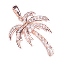 Sterling Silver Pink Gold Plated Pave Cubic Zirconia Palm Tree Pendant(Chain Sold Separately) - Hanalei Jeweler