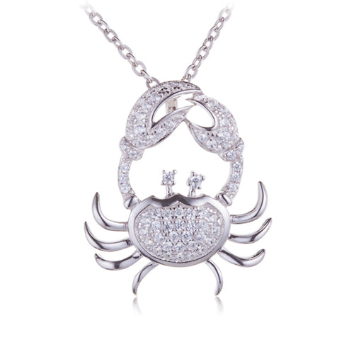 Sterling Silver Pave Cubic Zirconia Moving Crab Pendant(Chain Sold Separately) - Hanalei Jeweler