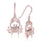 Sterling Silver Pink Gold Plated Pave Cubic Zirconia Moving Crab Hook Earring - Hanalei Jeweler