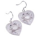 Sterling Silver Pave Cubic Zirconia Crab in Heart Hook Earring - Hanalei Jeweler