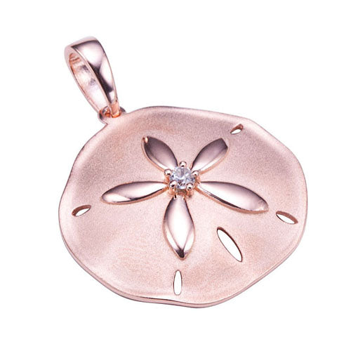 Sterling Silver Pink Gold Plated Sand Dollar Pendant Sandblast Finished(Chain Sold Separately) - Hanalei Jeweler