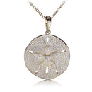 Sand Dollar Star Fish Pave Cubic Zirconia Sterling Silver Pendant Yellow Gold Plated(Chain Sold Separately) - Hanalei Jeweler