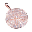 Sand Dollar Star Fish Pave Cubic Zirconia Sterling Silver Pendant Pink Gold Plated(Chain Sold Separately) - Hanalei Jeweler