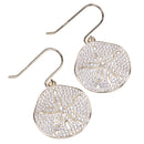 Sand Dollar Star Fish Pave Cubic Zirconia Sterling Silver Hook Earring Yellow Gold Plated - Hanalei Jeweler