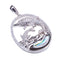 Diving Dolphins Abalone Inlay Wave in Sterling Silver Pave CZ Oval Pendant(Chain Sold Separately) - Hanalei Jeweler