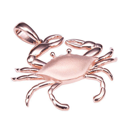 Sterling Silver Pink Gold Plated Moving Crab Pendant Sandblast Finished(Chain Sold Separately) - Hanalei Jeweler