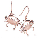 Sterling Silver Pink Gold Plated Moving Crab Hook Earring Sandblast Finished - Hanalei Jeweler