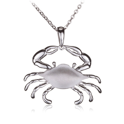 Sterling Silver Moving Crab Pendant Sandblast Finished(Chain Sold Separately) - Hanalei Jeweler