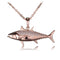 Sterling Silver Pink Gold Plated Pave Cubic Zirconia Tuna Pendant(Chain Sold Separately) - Hanalei Jeweler