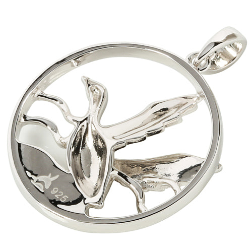 Sterling Silver Circle Flapping Mallard Pendant - Hanalei Jeweler