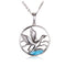 Sterling Silver Mallard in Circle Pendant with Larimar Inlay(Chain Sold Separately) - Hanalei Jeweler