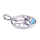 Sterling Silver Mallard in Circle Pendant with Larimar Inlay(Chain Sold Separately) - Hanalei Jeweler