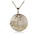 Sterling Silver Yellow Gold Plated Pave Cubic Zirconia Circle Island Sunrise Pendant(Chain Sold Separately) - Hanalei Jeweler