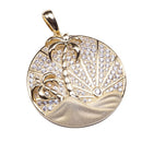 Sterling Silver Yellow Gold Plated Pave Cubic Zirconia Circle Island Sunrise Pendant(Chain Sold Separately) - Hanalei Jeweler