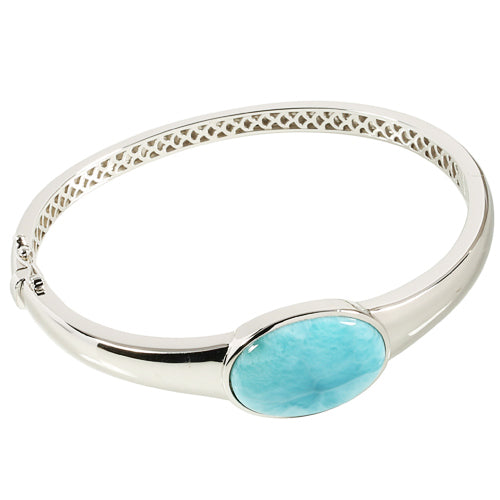 Sterling Silver Oval Larimar Bangle Bracelet – Hanalei Jeweler