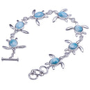 Sterling Silver Larimar Inlay Sea Turtle Bracelet - Hanalei Jeweler