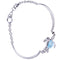 Single Honu(Turtle) Larimar Inlay with Bar and Link Chain Sterling Silver Bracelet - Hanalei Jeweler