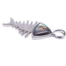 Pave CZ Fish Bone Sterling Silver Pendant with Abalone Inlay(Chain Sold Separately) - Hanalei Jeweler