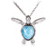 Sterling Silver Larimar Inlay Swimming Sea Turtle Pendant(Chain Sold Separately) - Hanalei Jeweler