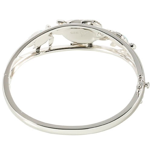 Sterling Silver Three Larimar Turtle Bangle Bracelet - Hanalei Jeweler